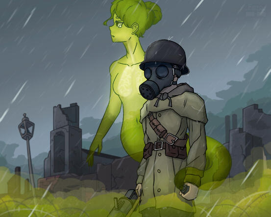 Foxhole Fanart interpretating in-game gas as a jinn